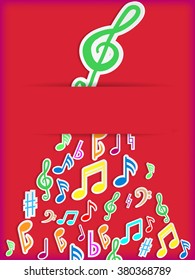 Red Music Note Poster.Vector 