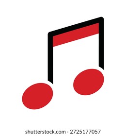 Vector de símbolo de nota de música roja
