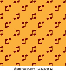 Red Music note, tone icon isolated seamless pattern on brown background. Flat design. Vector Illustration