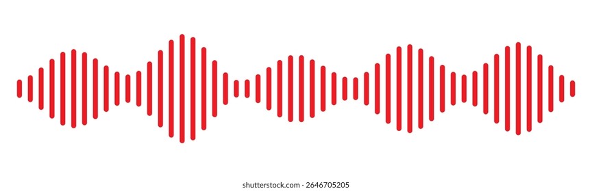 Red Music wave line sound icon audio frequency signal podcast radio sound wave . Red sound wave Effect. Red sound and audio waves. Volume wave ,Waves of the equalizer. Podcast soundwave line of voice.