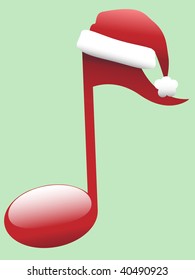 A red Musical Note in Santa Hat for Christmas Carols and other holiday music.