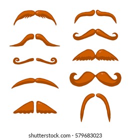 Red mustache. Vector hand drawing illustration in cartoon style.