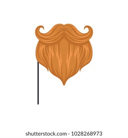 Red mustaches and beard, masquerade decorative element cartoon vector Illustration on a white background