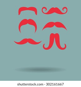 Red Mustaches icons set 