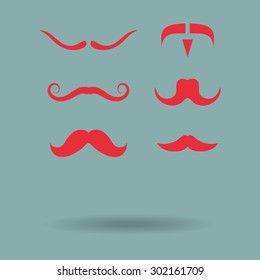 Red Mustaches icons set 
