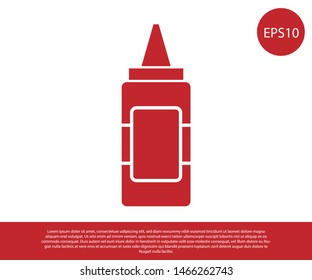 Red Mustard bottle icon isolated on white background. Vector Illustration