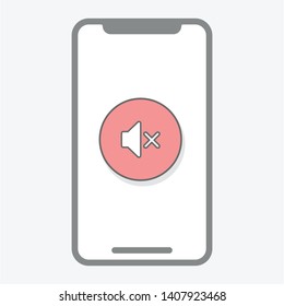 Red mute icon isolated on white background. Smartphone symbol modern, simple, vector, icon for website design, mobile app, ui. Vector Illustration