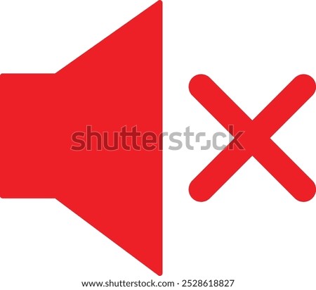 Red mute icon . Volume mute icon . No sound icon . Speaker off icon vector