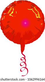 Red Mylar Balloon With Curly Ribbon Blank - Room For Copy
