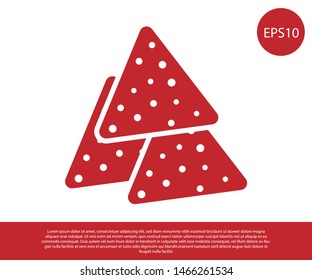 Red Nachos icon isolated on white background. Tortilla chips or nachos tortillas. Traditional mexican fast food. Vector Illustration