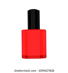 Red nail lacquer ison isolated on shite backdrouns. Flat vector illustration
