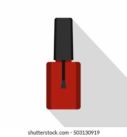 Red nail polish bottle icon. Flat illustration of red nail polish bottle vector icon for web