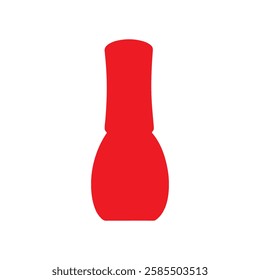 Red nail polish bottle silhouette vector flat illustration design on white background.