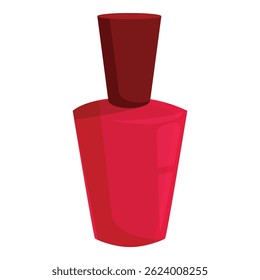 Red nail polish bottle standing up on white background, beauty product illustration