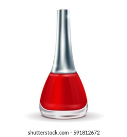 Red nail polish bottle. Vector 3d illustration on white background