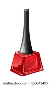 Red nail polish in closed flagon, vector illustration