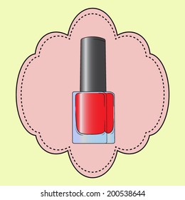 red nail polish, hand drawn, vector illustration