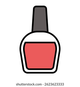 Red nail polish icon. Vector.