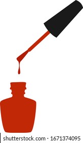 Red nail polish, illustration, vector on white background.