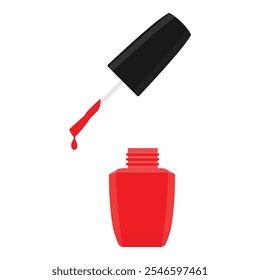 Esmalte de unha vermelho isolado no fundo branco. Ilustração vetorial