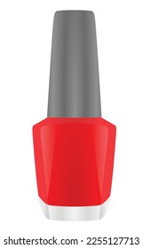 Esmalte de uñas rojo en fondo blanco. ilustración vectorial