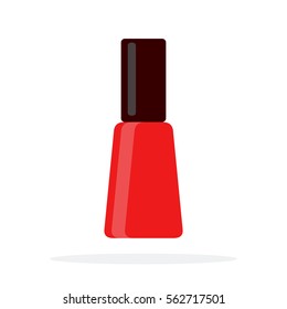 Red nail polish vector flat material design object. Isolated illustration on white background.