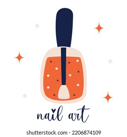 Red Nail Polish Vector Icon. Hand Drawn Illustration Isolated On White Background. Enamel For Nails, Bright Shining Varnish. Flat Cartoon Clipart. Element For Cosmetics, Beauty, Spa, Print, Logo