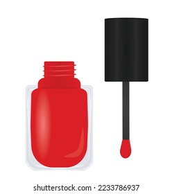 Red  nail polish, vector illustration