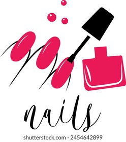Ilustración vectorial mínima con logo de red nails