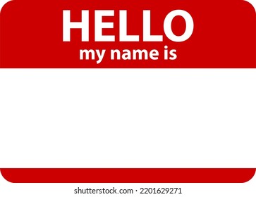 Red Name Tag Card Sticker Label Hello Hi Vector PNG EPS