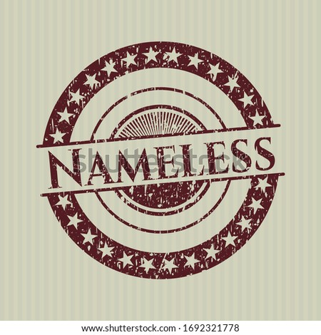 Red Nameless rubber stamp with grunge texture