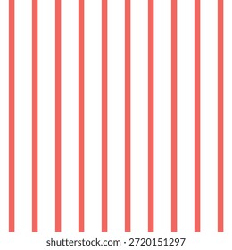 Roter schmaler Streifen nahtloses Muster, fette Linien. Slim Red Stripe Wiederholen. Klassisches rotes Streifenmuster für Verpackung, Stoff