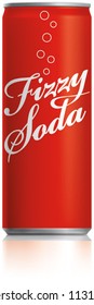 Red narrow thin can vector visual 250 ml, ideal for cola, soft drinks, soda, fizzy pop, lager, alcohol, lemonade, energy drink, juice, etc. Drawn with mesh tool. Fully adjustable & scalable