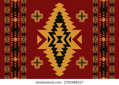 Red Native American Southwest pattern. Vector western aztec seamless pattern use for carpet, rug, mat, tapestry, upholstery and other home decoration elements. Southwestern Navajo blankets pattern.
