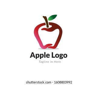 red natural apple logo design inspiration