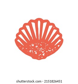 Red natural seashell closed armor for storage pearl hand drawn grunge texture decorative design vector illustration. Beautiful ornate nautical mussel delicious seafood summer travel vacation logo