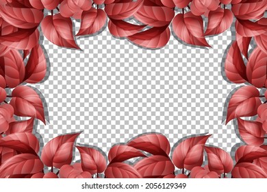 Red nature leaves frame transparent background illustration