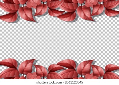 Red nature leaves frame transparent background illustration