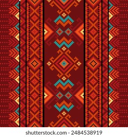 Red Navajo Native American indian ,ethnic pattern,abstract tribal traditional design for carpet ,print,wrap,decorative,illustration.