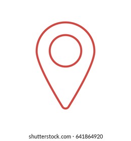 Red Navigation (Gps) icon, map pin vector icon, thin line map icon