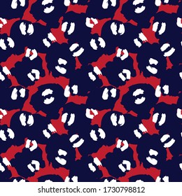 Red Navy Animal Leopard Seamless Pattern Background for fashion textiles, graphics and crafts