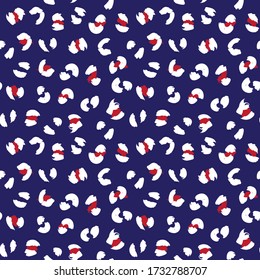 Red Navy Animal Leopard Seamless Pattern Background for fashion textiles, graphics and crafts