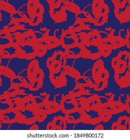 Red Navy Brush stroke fur pattern design for fashion prints, homeware, graphics, backgrounds