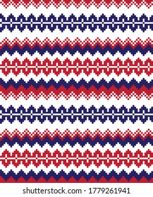 Red Navy Christmas fair isle pattern background for fashion textiles, knitwear and graphics