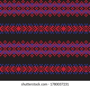 Red Navy Christmas fair isle pattern background for fashion textiles, knitwear and graphics