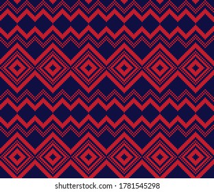 Red Navy Christmas fair isle pattern background for fashion textiles, knitwear and graphics