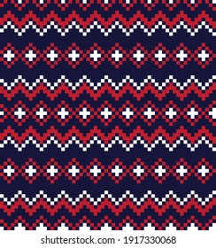 Red Navy Christmas fair isle pattern background for fashion textiles, knitwear and graphics