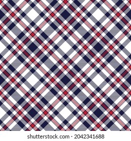 Red Navy Diagonal Plaid Tartan textured Seamless pattern design suitable for fashion textiles and graphics