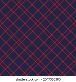 Red Navy Diagonal Plaid Tartan textured Seamless pattern design suitable for fashion textiles and graphics