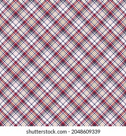 Red Navy Diagonal Plaid Tartan textured Seamless pattern design suitable for fashion textiles and graphics